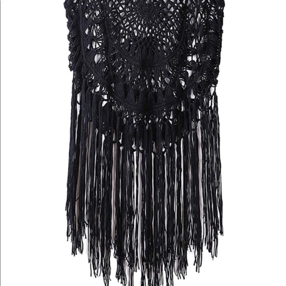 Handmade Black Crochet Cover-Up - Picture 3 of 7
